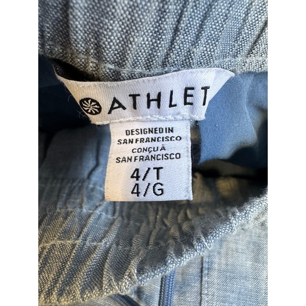 Athleta Retreat Linen Jogger Pants Chambray Blue Resort Beach Zip Pockets 4 Tall - Picture 6 of 15